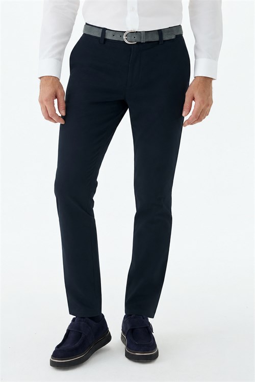 Lacivert Comfort Fit Pamuklu Kanvas Pantolon