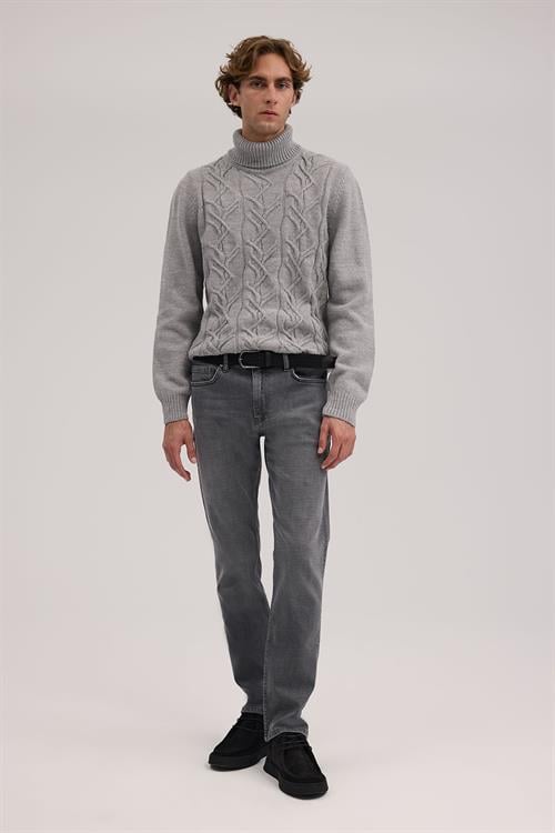 Gri Dar Kalıp - Slim Fit Kot Pantolon 5 Cep
