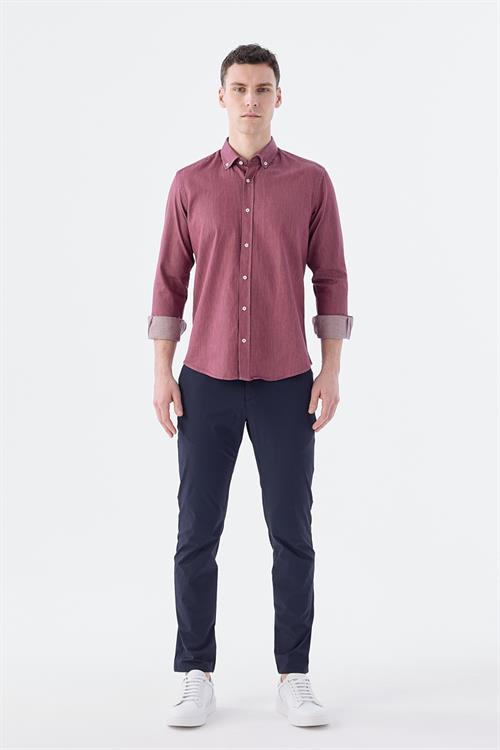 Dar Kalıp - Slim Fit Serili Gömlek-Jakamen  Denim  Serili