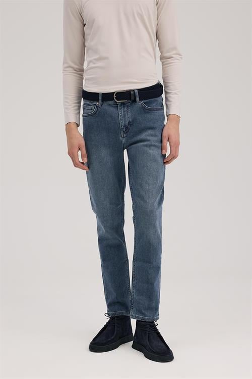 Lacivert Slim Fit 5 Cep Jean Kot Pantolon