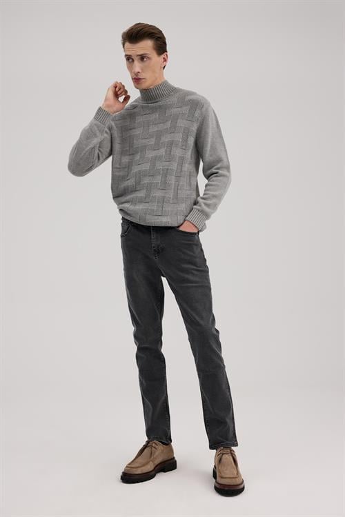 Gri Slim Fit 5 Cep Kot Pantolon