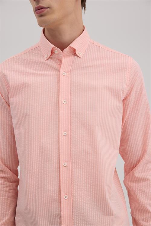 Turuncu Rahat Kalıp - Comfort Fit Gömlek YAKA ÜSTTEN DÜĞMELİ