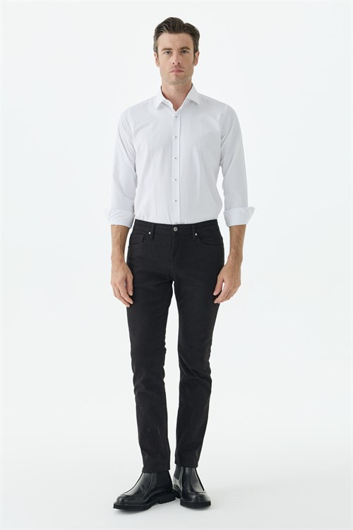 Siyah Comfort Fit 5 Cep Kanvas Pantolon