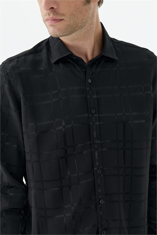 Siyah Kareli Comfort Fit Gömlek