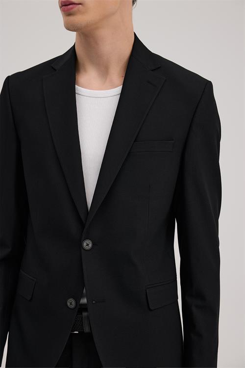 Siyah Slim Fit Mono Yaka Takım Elbise