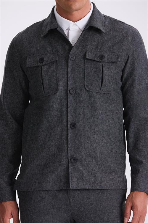 Siyah Slim Fit Bebe Yaka Cepli Spor Takım Elbise