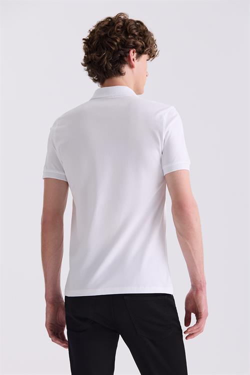 Beyaz Slim Fit Polo Yaka T-Shirt