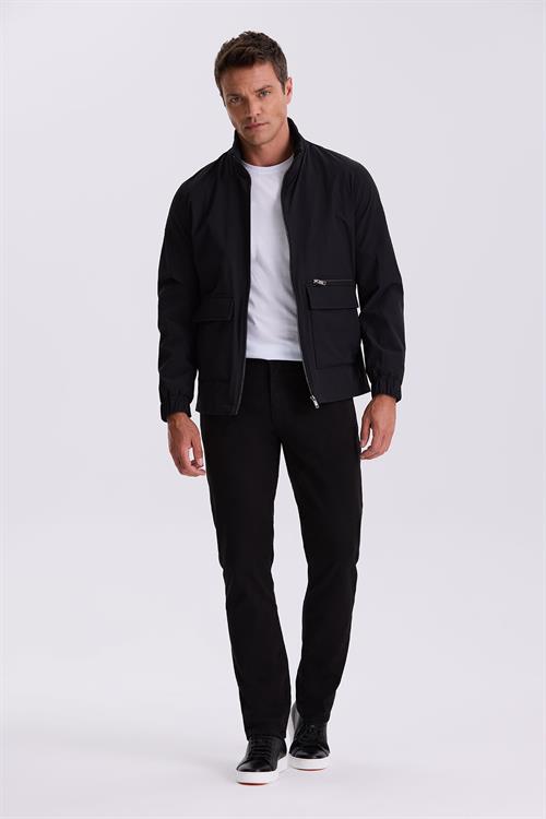 Siyah Comfort Fit Kanvas Spor Pantolon