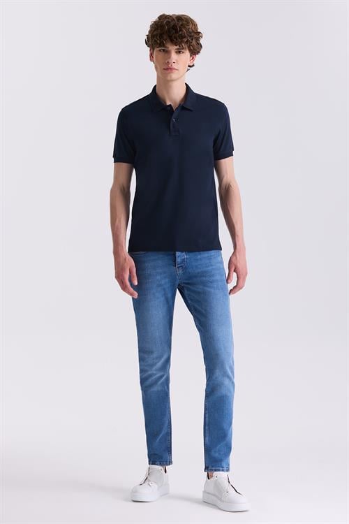 Lacivert Slim Fit Polo Yaka T-Shirt