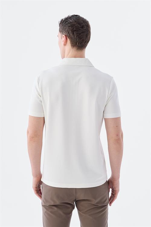 Dar Kalıp - Slim Fit Serili T-Shirt-Jakamen  Apaş Yaka  Serili