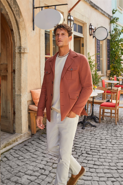 Kırmızı Slim Fit Cepli  Mevsimlik Safari Ceket