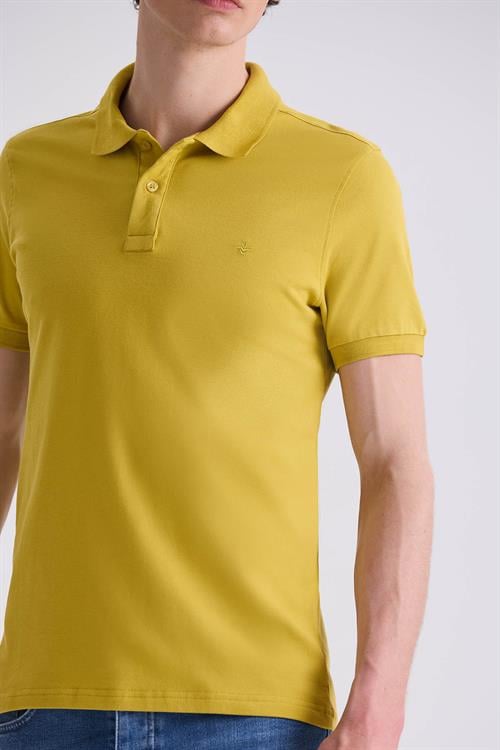 Koyu Sarı Slim Fit Polo Yaka T-Shirt