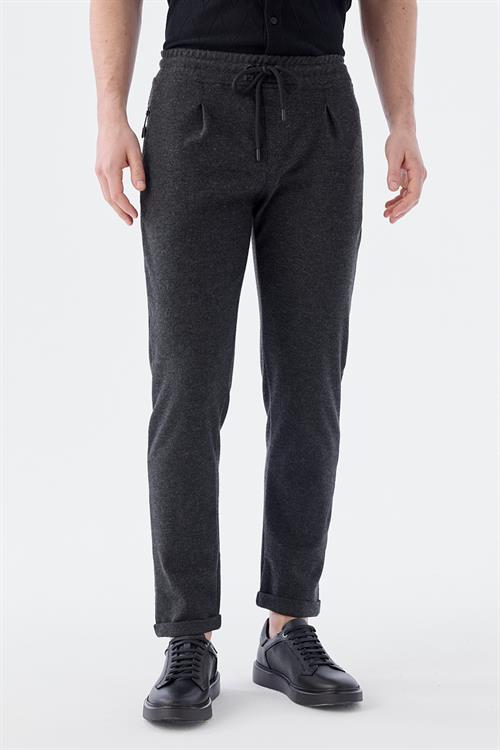 Dar Kalıp - Slim Fit Serili Pantolon Spor-Jakamen  Yan Cep  Serili