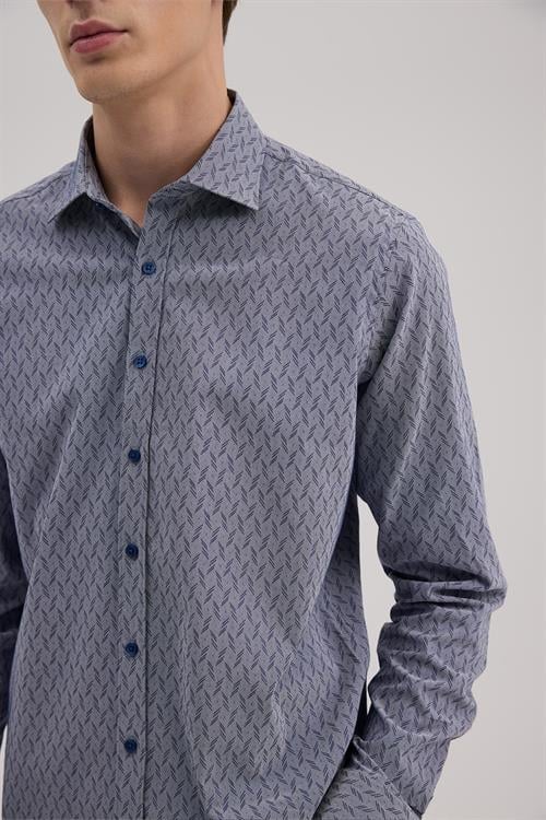 Lacivert Rahat Kalıp - Comfort Fit Gömlek Klasik Yaka