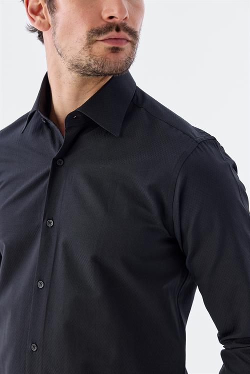 Dar Kalıp - Slim Fit Serili Gömlek-Jakamen  YAKA ÇİFT POLİKAT  Serili