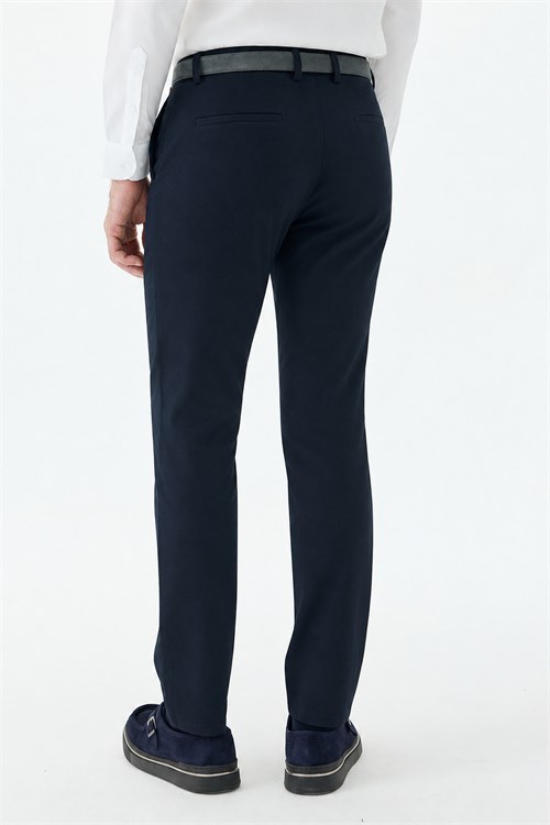Lacivert Comfort Fit Pamuklu Kanvas Pantolon