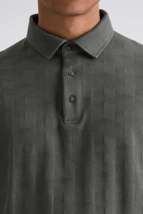 Haki Slim Fit Desenli Polo  Yaka T-Shirt