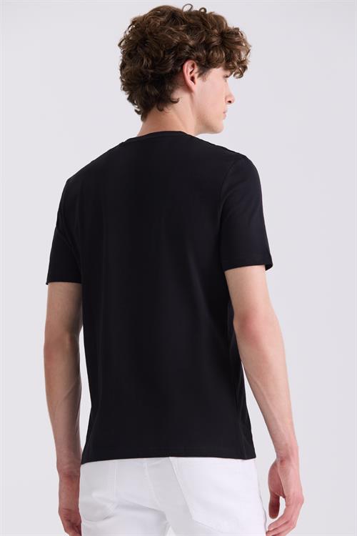 Siyah Slim Fit Bisiklet Yaka T-Shirt