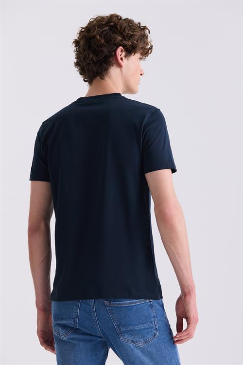 Lacivert Slim Fit Bisiklet Yaka T-Shirt