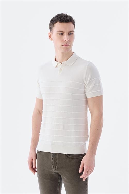 Dar Kalıp - Slim Fit Serili T-Shirt-Jakamen  Polo Yaka  Serili