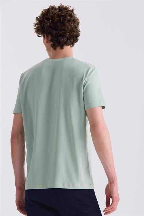 Yeşil Slim Fit Bisiklet Yaka T-Shirt