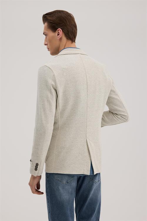 Gri Dar Kalıp - Slim Fit Ceket Mono Yaka