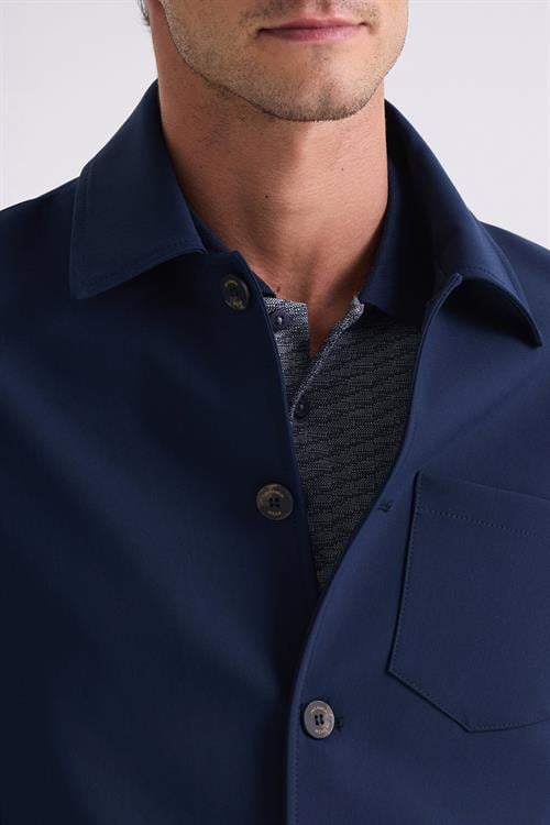 Lacivert Slim Fit Bebe Yaka Mevsimlik Mont