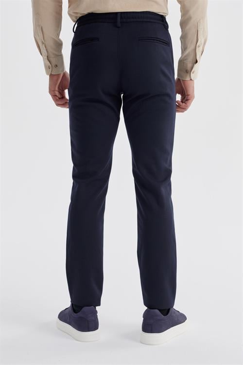Lacivert Comfort Fit Beli Lastikli Yan Cep Jogger Pantolon
