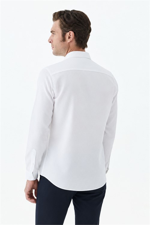 Beyaz %100 Pamuk Comfort Fit Klasik Yaka Gömlek