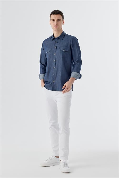 Rahat Kalıp - Comfort Fit Serili Gömlek-Jakamen  Denim  Serili