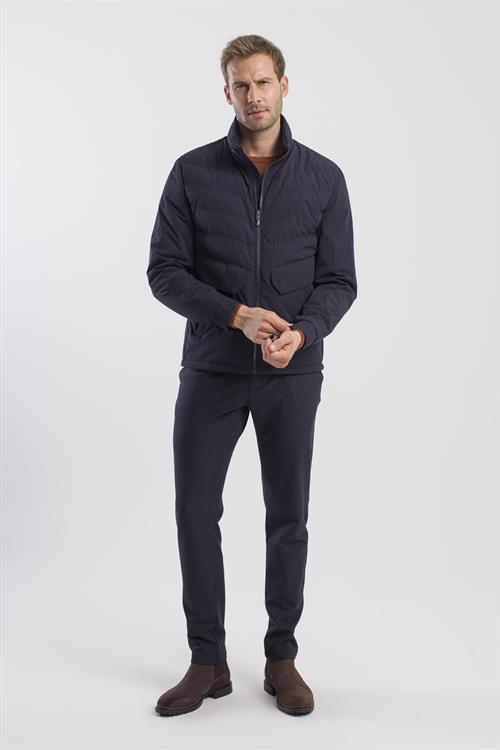 Lacivert Comfort Fit Dik Yaka Spor Mont