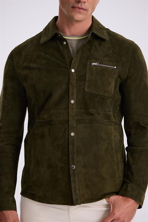 Haki Comfort Fit Bebe Yaka %100 Deri Mont 