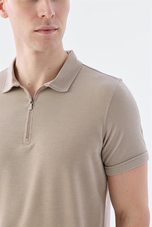 Dar Kalıp - Slim Fit Serili T-Shirt-Jakamen  Fermuarlı  Serili