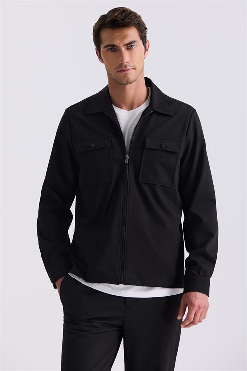 Siyah Slim Fit Berberi Yaka Spor Takım Elbise