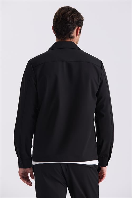 Siyah Slim Fit Berberi Yaka Spor Takım Elbise