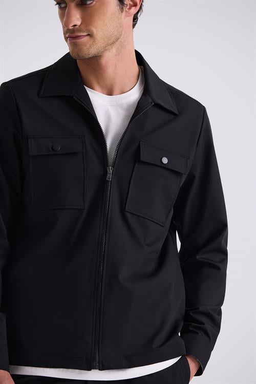 Siyah Slim Fit Berberi Yaka Spor Takım Elbise