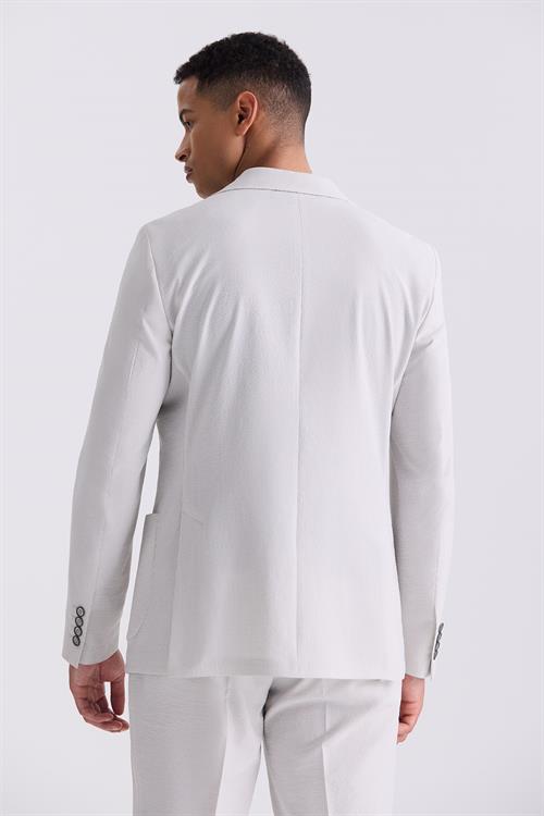 Taş Beyaz Slim Fit Mono Yaka Spor Takım Elbise