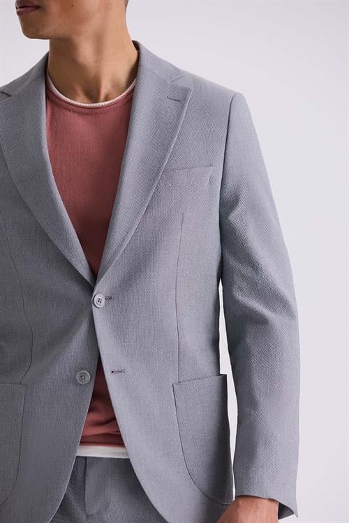 Gri Slim Fit Mono Yaka Spor Takım Elbise