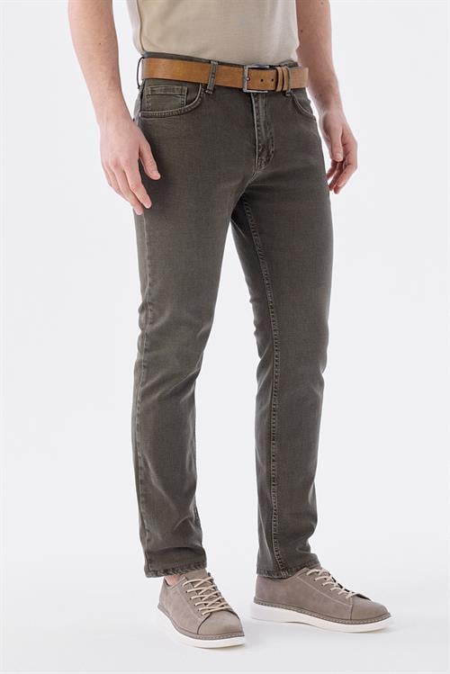Dar Kalıp - Slim Fit Serili Kot Pantolon-Jakamen  5 Cep  Serili