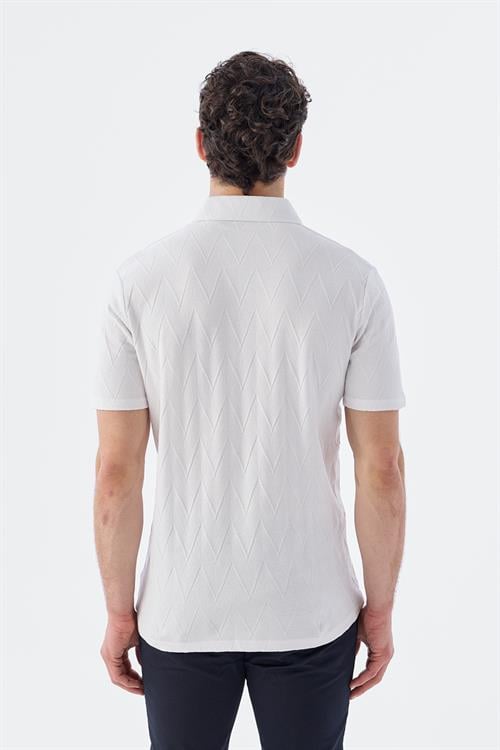 Dar Kalıp - Slim Fit Serili T-Shirt-Jakamen  Gömlek Yaka  Serili