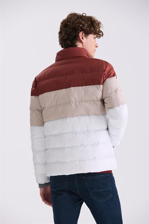 Taba Slim Fit Dik Yaka Kışlık Şişme Mont