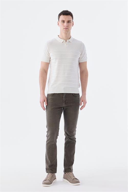Dar Kalıp - Slim Fit Serili T-Shirt-Jakamen  Polo Yaka  Serili