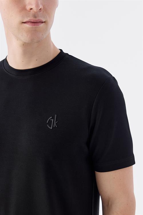 Dar Kalıp - Slim Fit Serili T-Shirt-Jakamen  Bisiklet Yaka  Serili