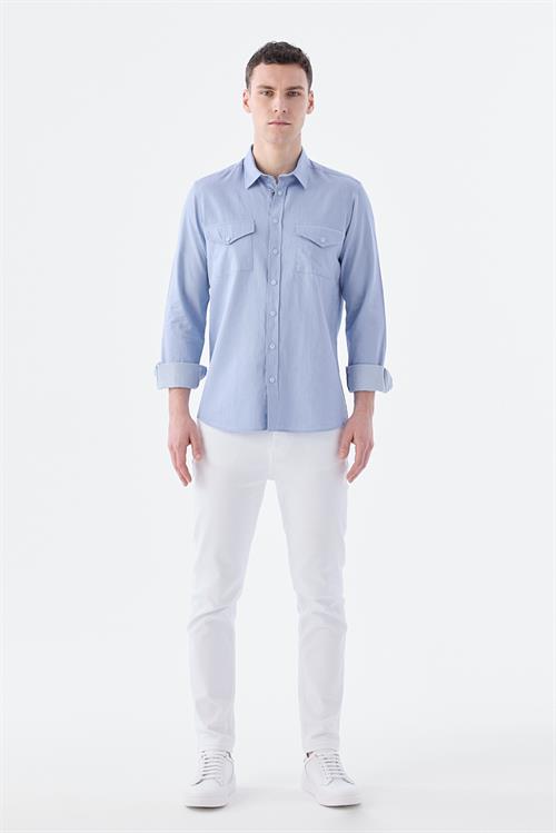 Rahat Kalıp - Comfort Fit Serili Gömlek-Jakamen  Denim  Serili