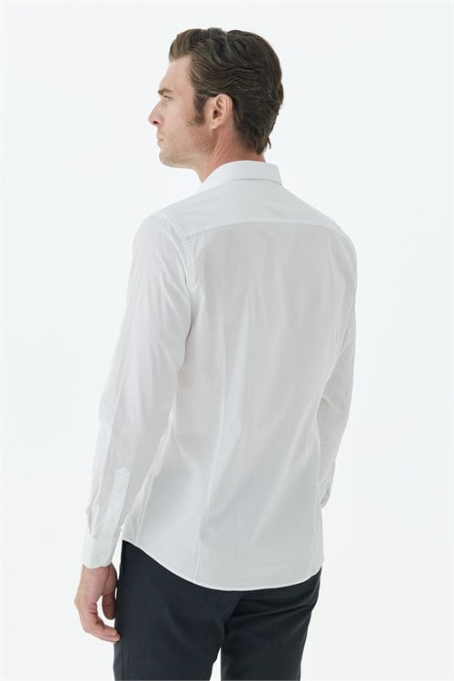 Beyaz %100 Pamuk Comfort Fit Klasik Yaka Gömlek