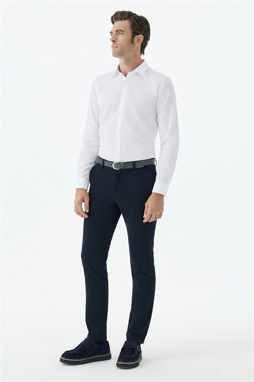 Lacivert Comfort Fit Pamuklu Kanvas Pantolon