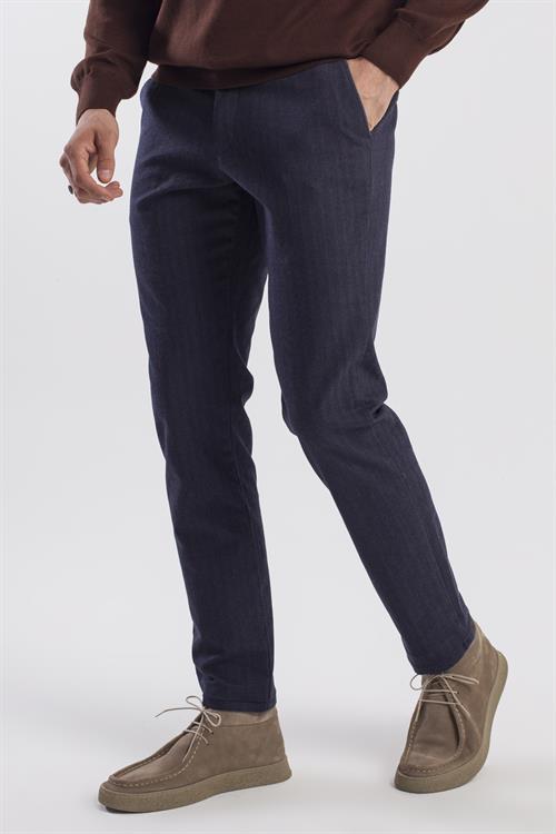 Lacivert Comfort Fit Pamuklu Yan Cep Pantolon