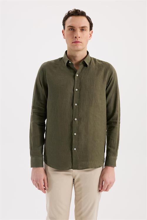 Haki Rahat Kalıp - Comfort Fit Gömlek Klasik Yaka