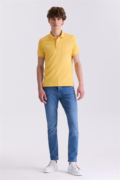 Sarı Slim Fit Polo Yaka T-Shirt