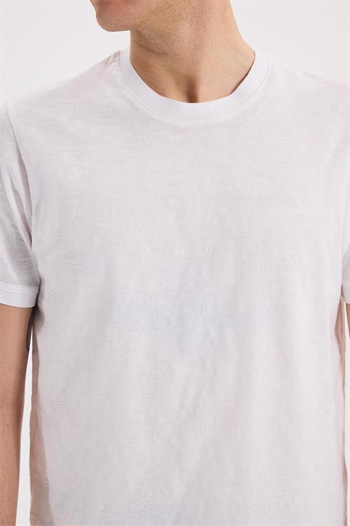 Beyaz Dar Kalıp - Slim Fit T-Shirt Bisiklet Yaka